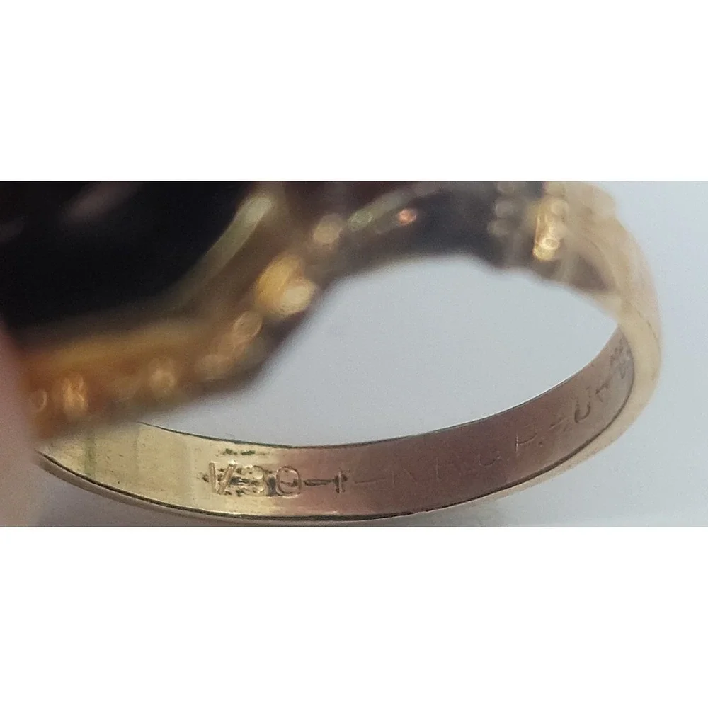 VINTAGE DAUGHTERS OF REBEKAH MARKED 1/30 14K GOLD R.G.P. ENAMELED RING SIZE UNK